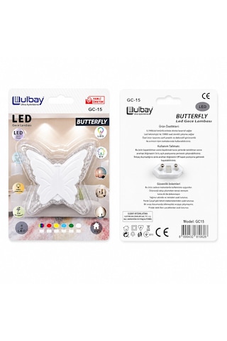 Go İthalat 10 Adet Kelebek Led Gece Lambası Gc-15 Beyaz - Çok Renkli