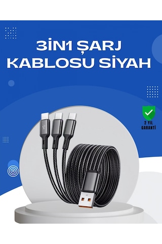 Evrensel 3 Başlıklı Şarj Kablosu Apple iPhone Huawei Samsung Uyumlu İçin,