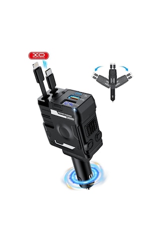 104w Dahili Type-c Ve Lightning Kablolu Usb-a & Usb-c Çıkışlı Dijital Göstergeli Araç İçi Şarj Aleti