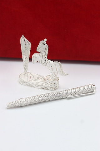 Truva Model 925 Ayar Gümüş Telkari Biblo Masaüstü Kalemlik Aksesuar 201023084