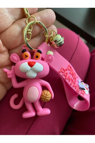 Pembe Panter Figürlü Büyük Boy Silikon Anahtarlık