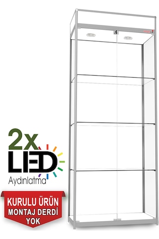 Camlı Vitrin - Cam Dolap - Camlı Koleksiyon Vitrini - Kurulu Ürün 200x80x40