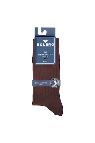 Bolero E50 Premium Erkek Dikişsiz Merserize Pamuk Çorap Kahve