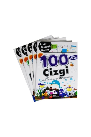 Niha Çocuk Okul Öncesi Erken Akademik Gelişim 100 Etkinlik 5+ Yaş Seti - 5 Kitap Takım- Coral Dağıtım
