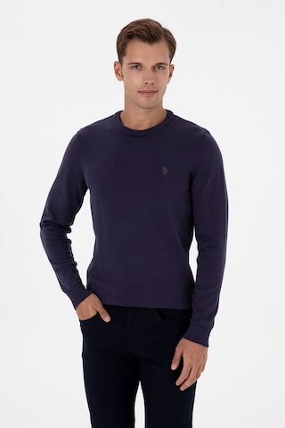 U.S. Polo Assn. Erkek Slim Fit Bisiklet Yaka Mürdüm Basic Kazak 50313713-VR074