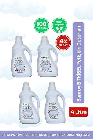 Baproy Bitkisel Çamaşır Deterjanı 1 Lt Doğal Lavanta Yağlı X 4 Adet 4 L