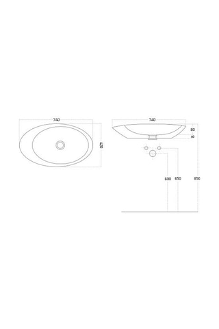 Lucco Gocce 74 CM Elips Lavabo Içi Beyaz Dışı Gümüş