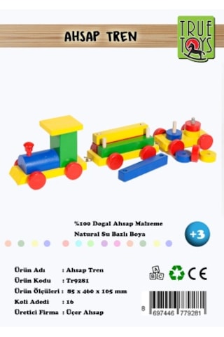 Çocuk Ahşap Eğitici Oyuncak Geometrik Tren Bultak Puzzle Oyun