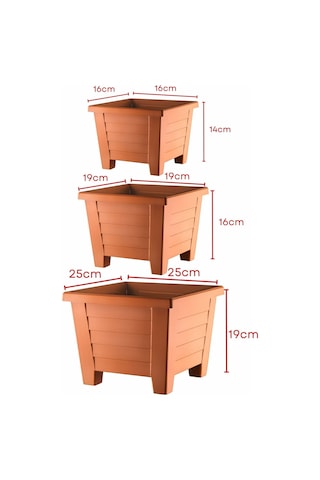 Nandy Home 3'lü Kare Saksı Seti