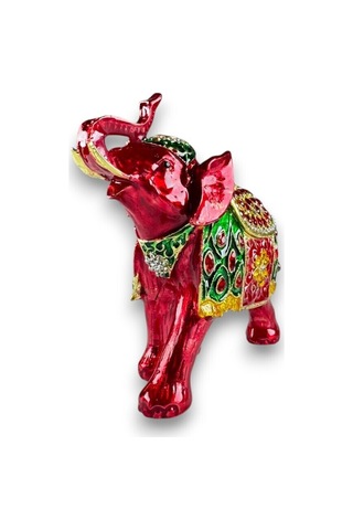Taşlı Dekoratif Fil Biblo Metal, Renkli Taşlı, Şık Ev Aksesuarı 15x12 CM 727651789