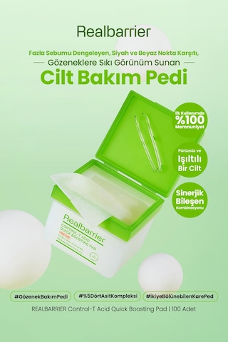 Fazla Sebum Dengeleyen Gözenek Bakım Pedi Realbarrıer Control-t Acid Quick Boosting Pad