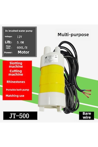 Xiyyadms 12v Dc Su Altı Pompa - 5m Yüksek Basınç, 10l/dakika Debi - Mini Tip Direkt Montaj Su Pompa Cihazı Siyah Kablolu Sarı