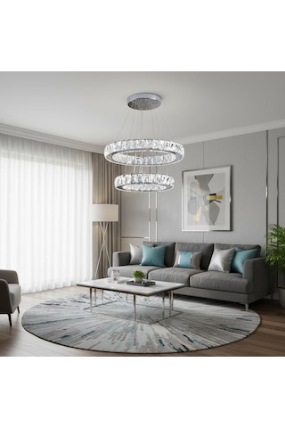 Kristal 2 Katlı Uzaktan Kumandalı 20-30 Cm Avize Krom