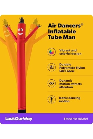 Inflatables Lookourway Air Dansçı Hoch Tube Man Şişirilebilir Sabitleme 20-feet 20'kırmızı Çok Renkli