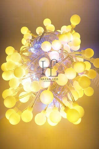 10 Metre Gün Işığı Beyaz Flaş Çakar Top Led Animasyonlu Şeffaf Kablolu Dekoratif Led Işık Yılbaşı Süsü Gün Işığı