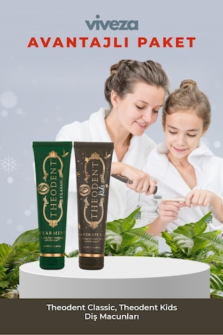 Theodent Classic Ve Kids Diş Macunu 2 Li Set Florürsüz Kakao Özlü Rennou Teknolojisi