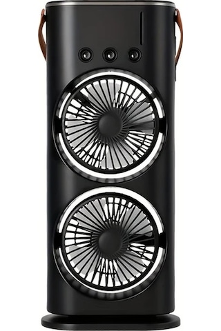 Xuweiwei Siyah Led Gökkuşağı Işıklı Çift Başlı Usb Masa Fanı 3 Hız Ayarlı 180 Derece Nozullu Kompakt Kişisel Soğutucu Beyaz Siyah Mini Fan