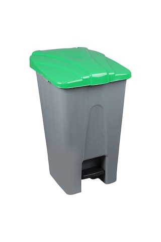 Safell Plastik Pedallı Çöp Kovası 70Lt Çöp Konteyneri Griyeşil