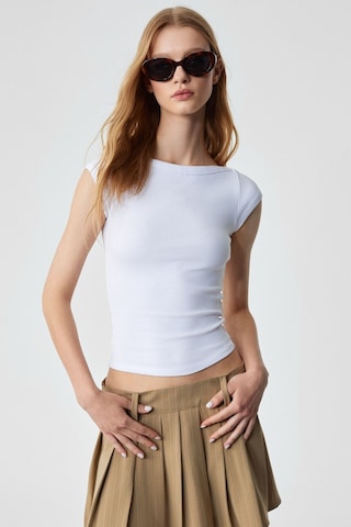 Grımelange Chıncago Kadın Regular Çizgili Yüksek Bel Bej Etek Bej