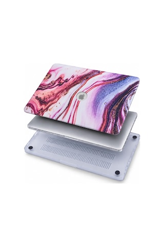 Apple iPhone MacBook Air Kılıf 13.6 İnç M4 M3 M2 Uyumlu Mermer Desenli İnce Sert Kapak Premium Swirl Lazer Baskı İnce Hafif Koruma Darbe Önleyici Üst Alt Hardcase Ve Usb-c Adaptör Hediyeli Karışık Belirtilmemiş