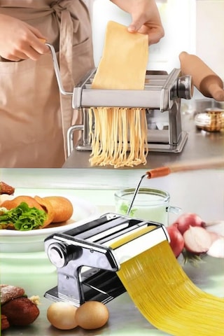 Fıre Kıng Panda Erişte Makarna Yapma Kesme Makinesi Hamur Lazanya Spagetti Makinesi 150 Mm Gümüş