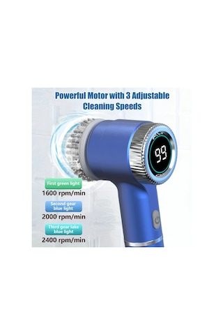 Xuweiwei Mavi Pancerka 1 Takim Elektrikli Temizlik Fircasi 5 Degistirilebilir Firca Basligi Tipc Sarjli Uc Hiz Ayarli Banyo Mutfak Fayans Temizligi