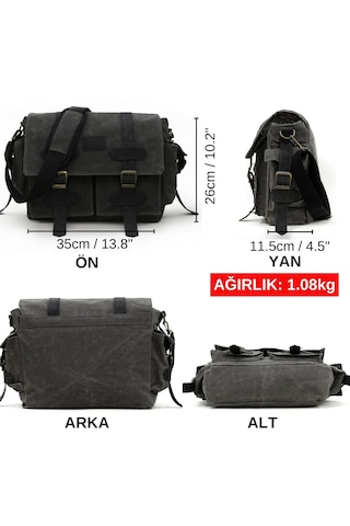 Dark Cotton 7156 Suya Dayanıklı Kanvas Siyah Omuz Postacı Çantası