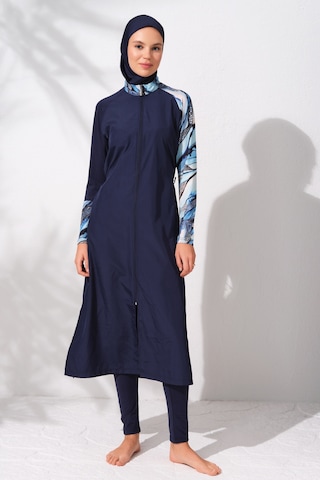 Pierre Cardin Uzunkollu Fermuarlı Tesettür Mayo  Desenli 231913 Çok Renkli