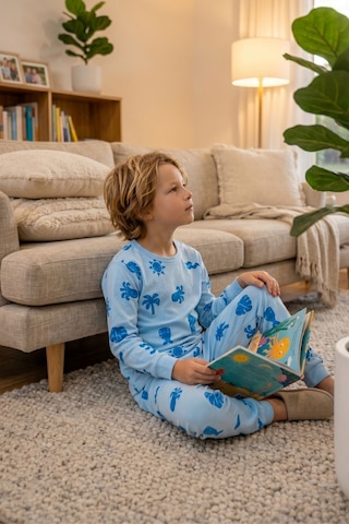 Zuzunga Deniz Temalı Mavi Renk %100 Pamuk Erkek Çocuk Pijama Takımı Bebe Mavi