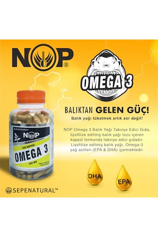 Sepe Natural NOP Omega 3 Liyofilize Toz Balık Yağı 380 MG 200 Kapsül