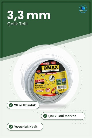 Misina Trıpan Çelik Telli Yuvarlak 3,3 Mm 26 M Çim Biçme Yabani O