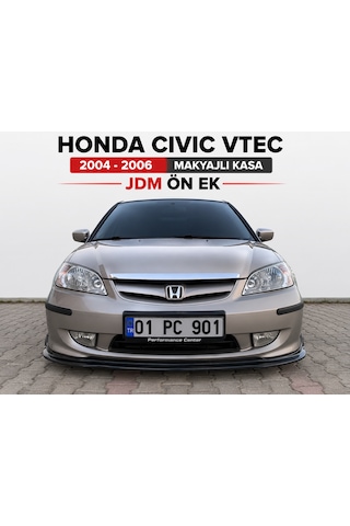 Honda Civic Vtec 2004-2006 Makyajlı Kasa Uyumlu Jdm Ön Ek İnce Esnek Tip Siyah Ön Tampon Lipi