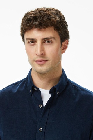 Erkek Lacivert Classic Fit Gömlek-11579 Lacivert