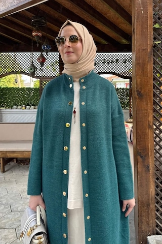Rabia Şamlı Yakut Angora Triko Kap Zümrüt Çok Renkli