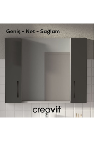 D10 60 Cm Melamin Raflı Ayna Beyaz Beyaz