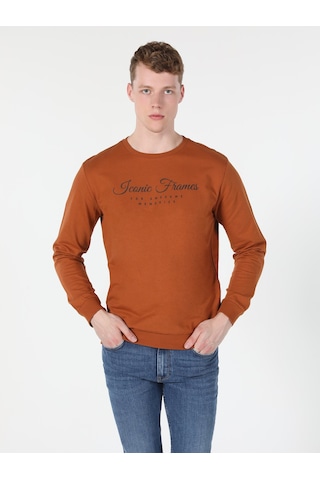 Colin's Regular Fit Baskılı Turuncu Erkek Sweatshirt CL1060126_Q1.V2_COR Kahverengi