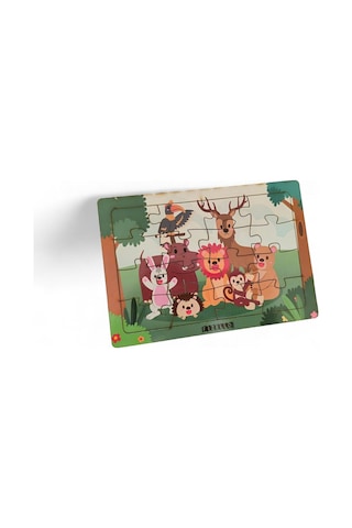 Hayvanlar Alemi 10 - 16 Parça Eğitici Öğretici Ahşap Çocuk Puzzle Yapboz Bebek Çocuk Oyuncak