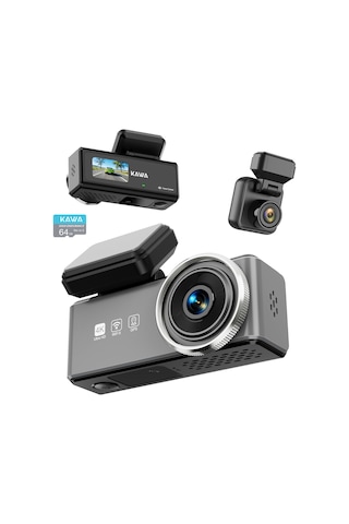 Kawa D9 2 Kameralı Ön+arka 4k+1080p Hdr Wi-fi Gps'li Gece Görüşlü Araç Kamerası + 64gb Hafıza Kartı