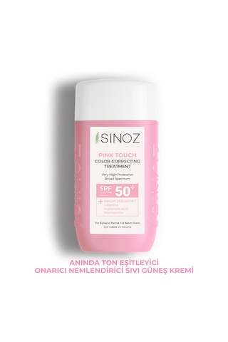 ﻿Sinoz Pink Touch Yüksek Koruyucu Ton Eşitleyici Pembe Yüz Güneş Kremi SPF50+ 50 ML