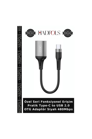 Özel Seri Fonksiyonel Erişim Pratik Type-c To Usb 2.0 Otg Adaptör Siyah 480mbps