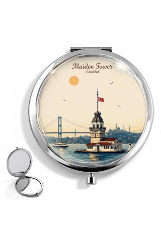 Makyaj Aynası İstanbul Kız Kulesi Tasarımlı El Aynası Cep Aynası Kişiye Özel Hazırlanabilir Yuvarlak Ayna Çok Renkli Makyaj Aynası İstanbul Kız Kulesi Tasarımlı El Aynası Cep Aynası Kişiye Özel Hazırlanabilir Yuvarlak Ayna Çok Renkli