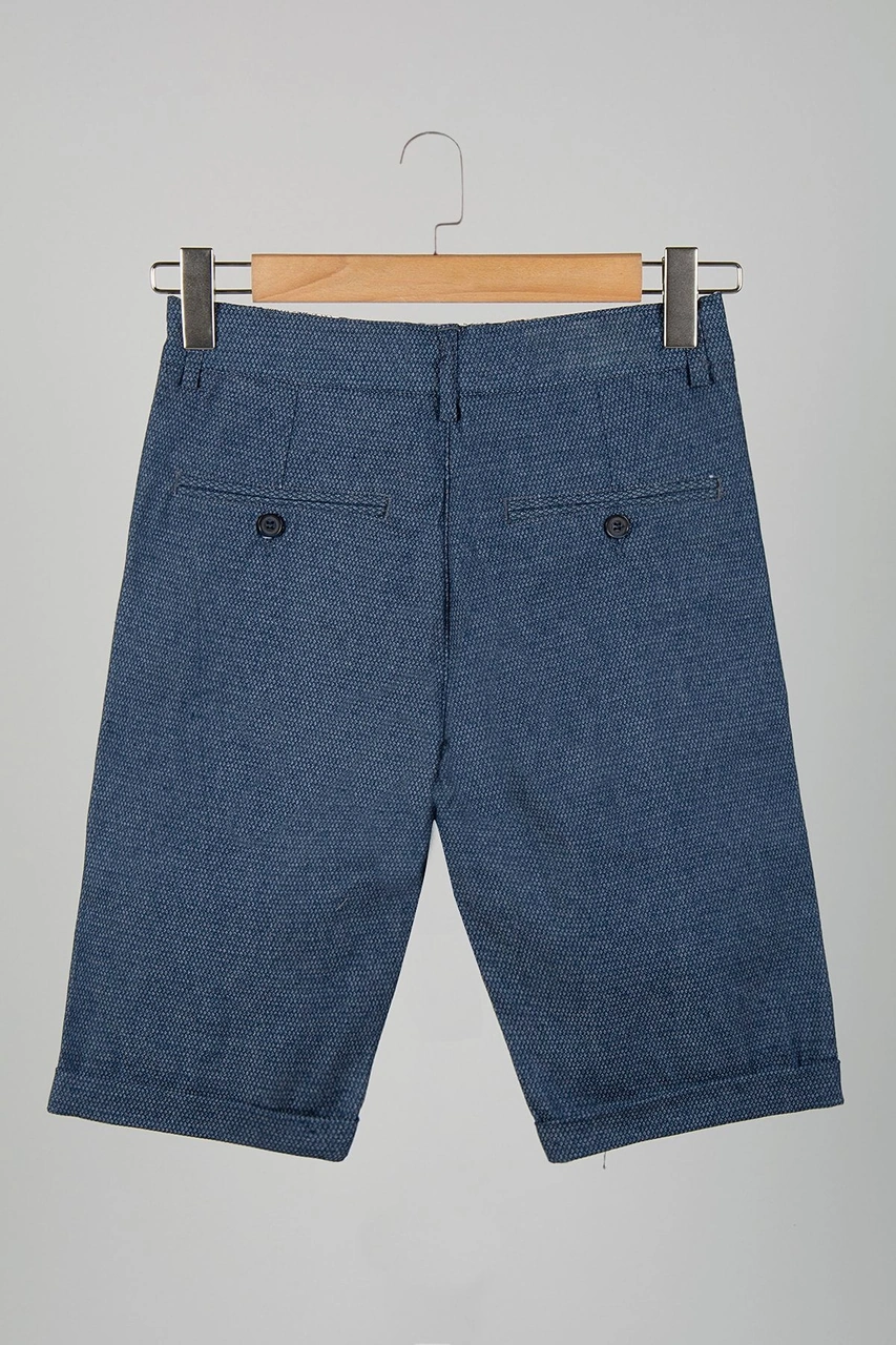 Veaven Erkek Mavi Slim Fit Keten Şort Vavn9y-2200196-5 Mavi