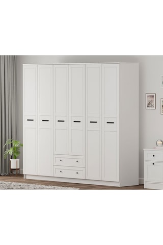 Rabi Mobilya Rumy-s1 Country 6 Kapak 2 Çekmeceli Gardırop