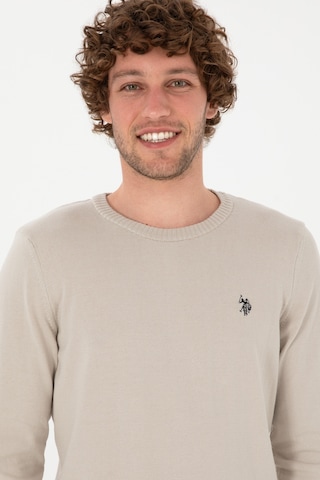 U.S. Polo Assn. Erkek Slim Fit Bisiklet Yaka Taş Basic Kazak 50313713-VR049