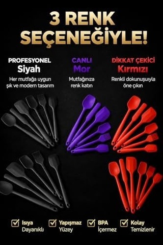 6 Parça Silikon Mutfak Gereçleri Seti, Isıya Dayanıklı Spatula, Fırça Ve Kaşık Seti, Yapışmaz Tencere Dostu, Kırmızı, Siyah, Mor Ve Koyu Füme Renk Seçenekleri Koyu Füme 0