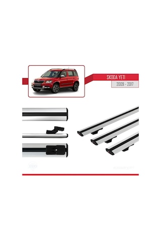 Skoda Yeti 2009-2017 Arası İle Uyumlu Basic Model Ara Atkı Tavan Barı Gri 3 Adet