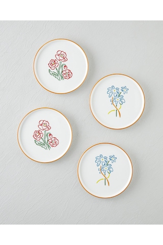 English Home Roselle Seramik 4'lü Pasta Seti 16 Cm Renkli
