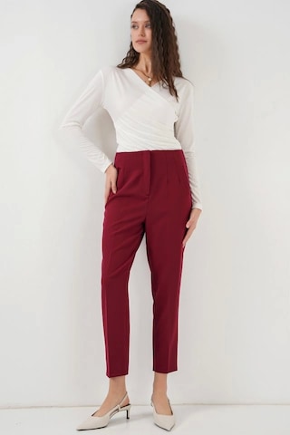 Defymoda 6650 Yüksek Bel Kumaş Pantolon - Bordo Bordo