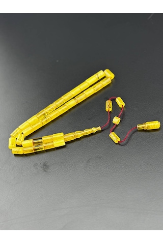 El Yapımı Sıkma Kehribar Kesme Tesbih Hcz-model Tgver Sarı