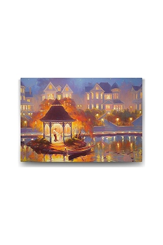 Altında Işıklı Gece Tablosu - 45x30cm Çok Renkli